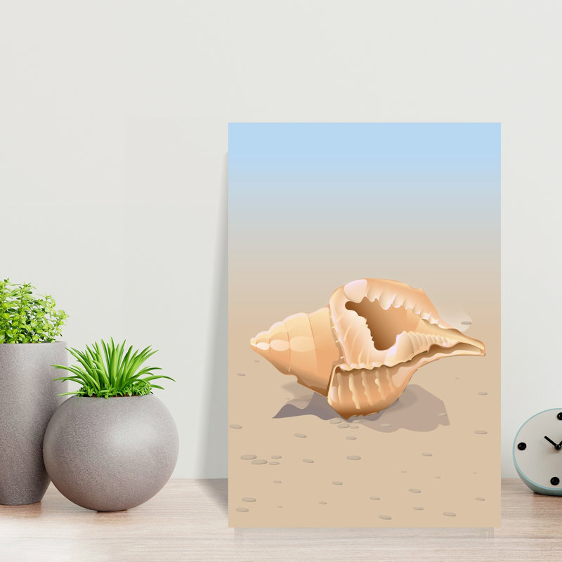 Coquillage sur fond de sable serein, abstrait et bord de mer, H 18 po x l 12 po