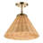 1-Light Convertible Pendant with Opal Glass and Handwoven Rattan Shade