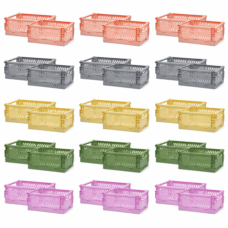Panier de rangement pliable en plastique, Bleu, 30 pièces