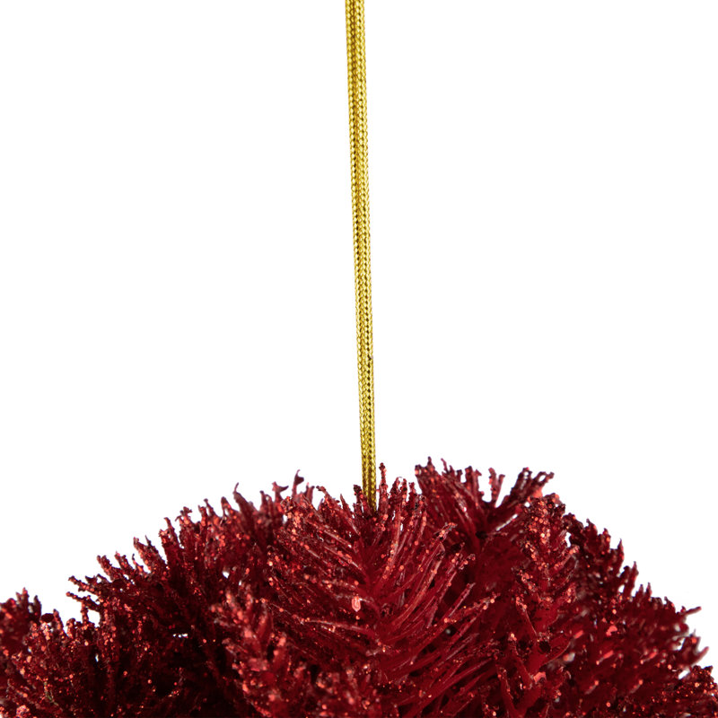 Ornement boule de Noël 6 po en pin rouge scintillant