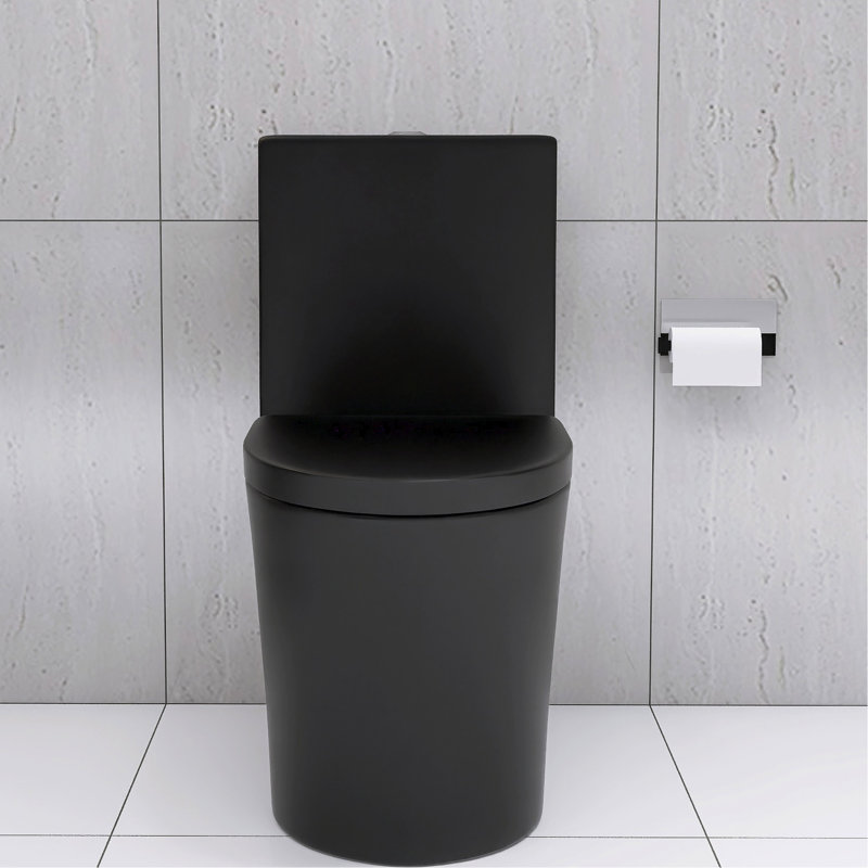 Dual Flush Matte Black Toilet, 1.1/1.6 , 1000G Map Score For Flushing Modern Flush, Energy Option, Black