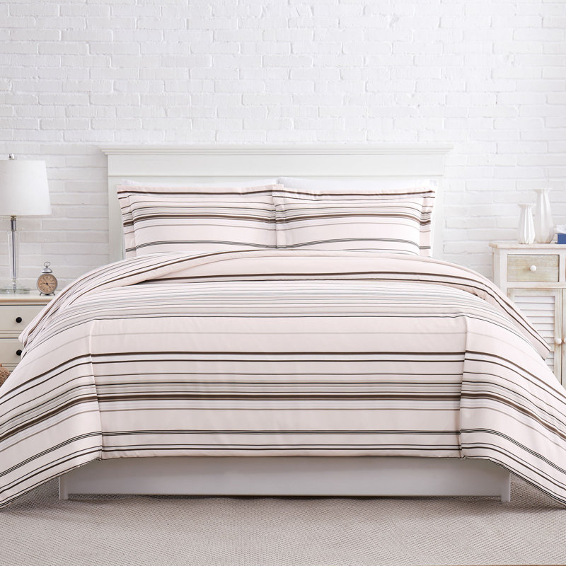 Coastal Stripes Down Alternative Oversized Comforter Set with Shams by Southshore Fine Linens, Blue
