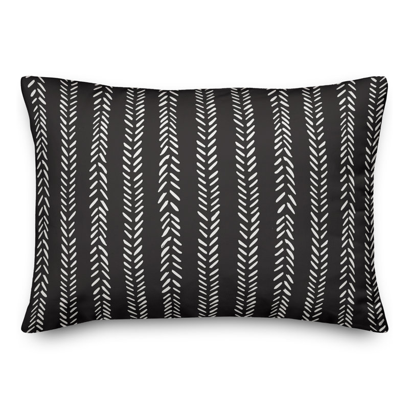 Striped Outdoor Reversible Throw Pillow, Black