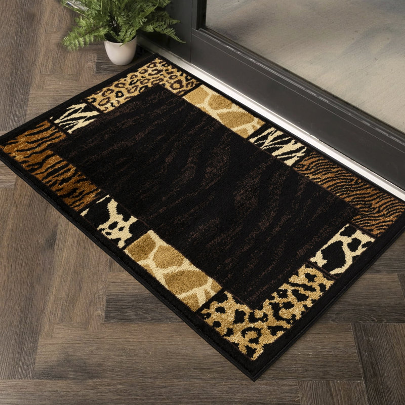 24 po Tapis à motif animal noir large large X 36, tapis en polypropylène fabriqué à la machine pour les montagnes