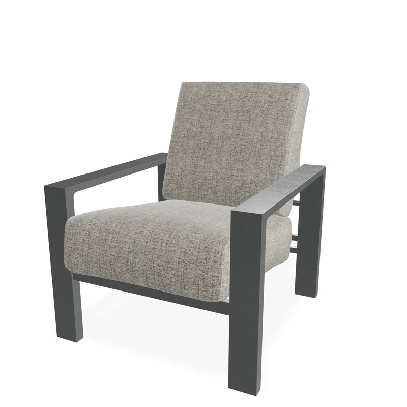Larssen Deep Seating Cushion Arm Chair, Graphite, Fresco Ash