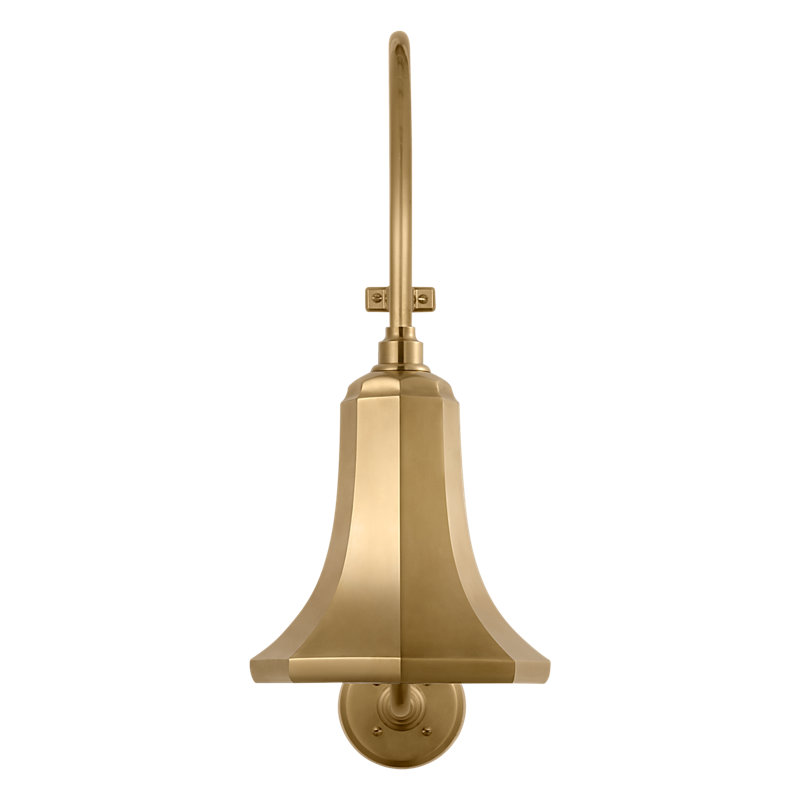 Thomas O'Brien, "Academy 15" Larrabee Barn Light in Hand-Rubbed Antique Brass with 7.5" Savannah Shade