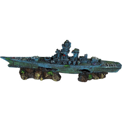 Deco-Replicas Sunken Battleship Aquarium Decoration