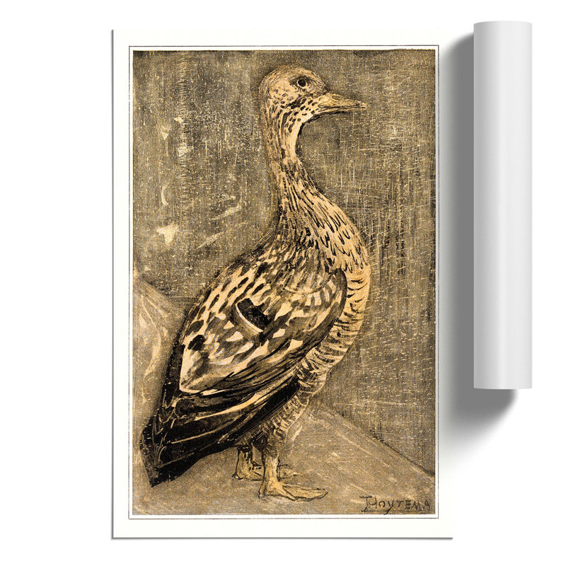 Standing Duck by Theo Van Hoytema - No Frame Painting, 42cm H x 30cm W x 0.1cm D