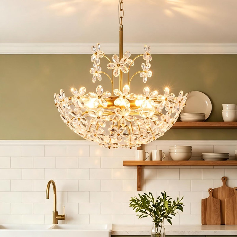Luminaire suspendu en verre cristal 8 lumières