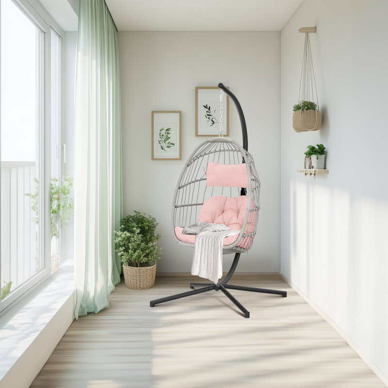 Balancelle avec support Iyanna, Rose, Gris/noir