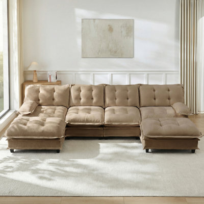 Chenille de café modulaire de 4 L avec meubles de chambre à coucher et d'appartement, coussins confortables, revêtement doux, structure solide, installation facile du canapé-lit, installation rapide