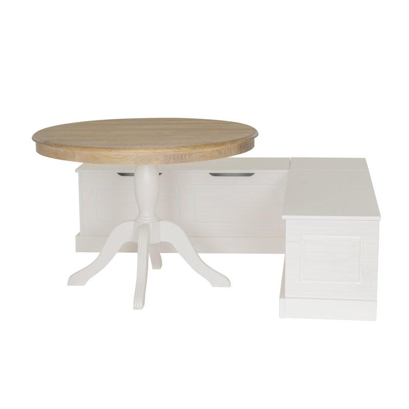 Ensemble de coin-repas en bois avec table ronde 2 pièces Selby, Blanc