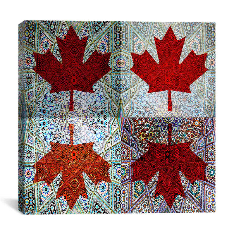 Feuille d’érable à pavillon canadien #7 impression sur toile, H 26 po x l 26 po x P 1,5 po