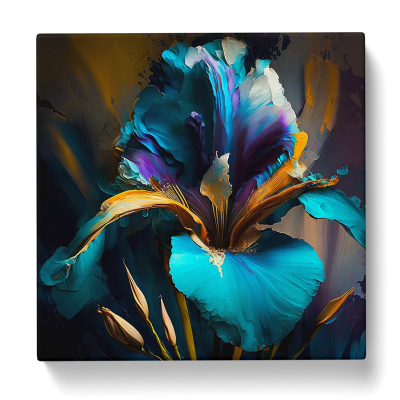 Iris Flower Abstract Expressionism No.1 - Wrapped Canvas, 50cm H x 50cm W x 3cm D