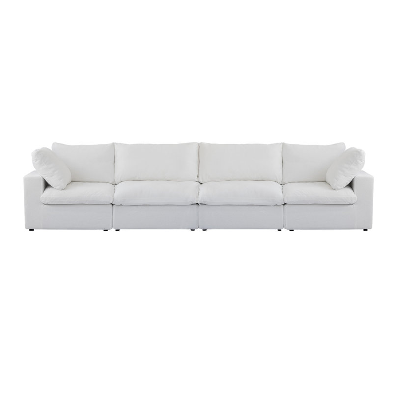 Canapé modulaire rembourré 4 places, 4, 23.23" H x 157.2" W x 39.3" D, Blanc