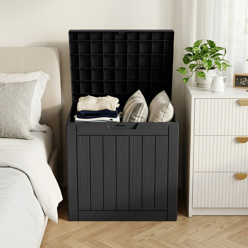 Boîte de rangement verrouillable en résine résistante à l'eau 22,11 po 30 gallons, Noir