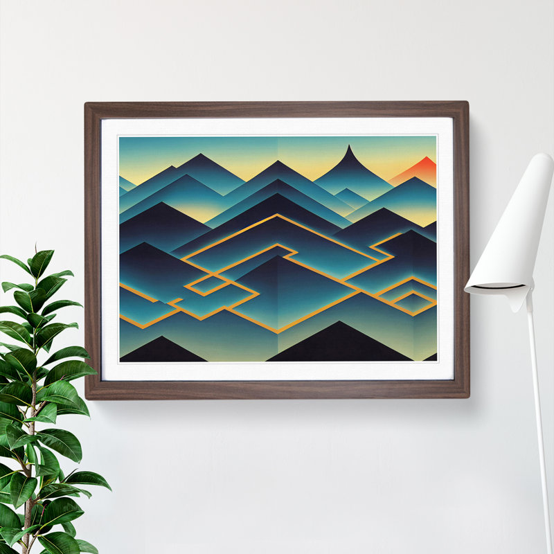Splendorous Abstract Mountains - Framed Print, 46cm H x 64cm W x 2cm D, Walnut
