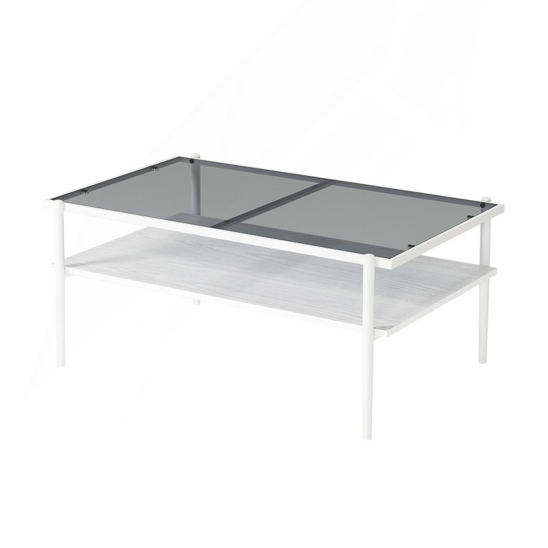 Manzie Glass Top Single Coffee Table, White