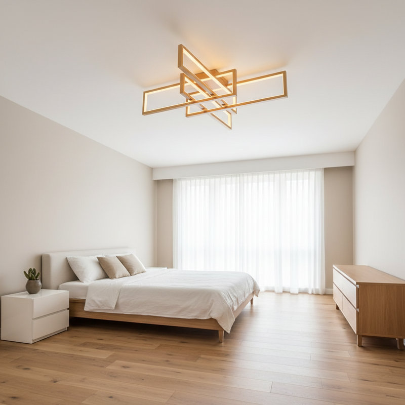 Plafonnier semi-encastré moderne à DEL pour chambre à coucher, entrée, allée, véranda, Or, H 6,3 po x l 32,3 po x P 32,3 po