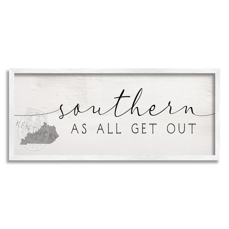Kentucky State Southern As All Get Out, H 13 po x l 30 po, Giclée encadrée blanc bord de mer