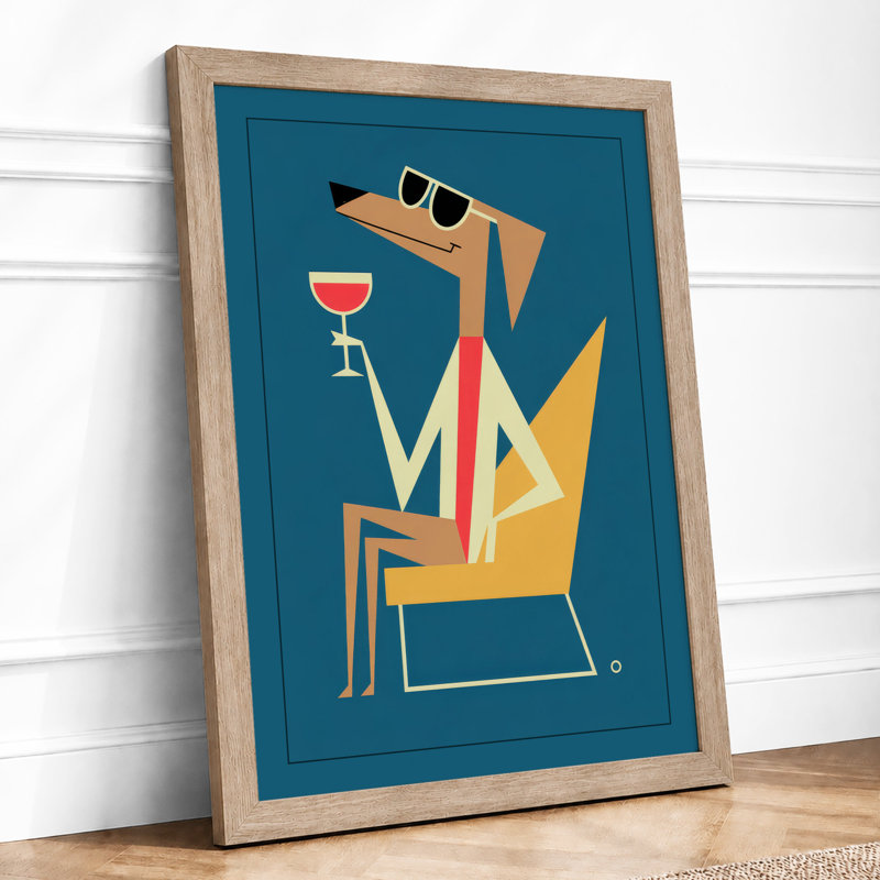 Cocktail Hour Mid-Century - Framed Print, A3 - 42.0 x 29.7 cm, Oak
