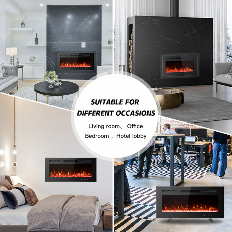Carwyn Latitude Run Powder Coated Electric Fireplace, 43cm H x 102cm W x 10cm D
