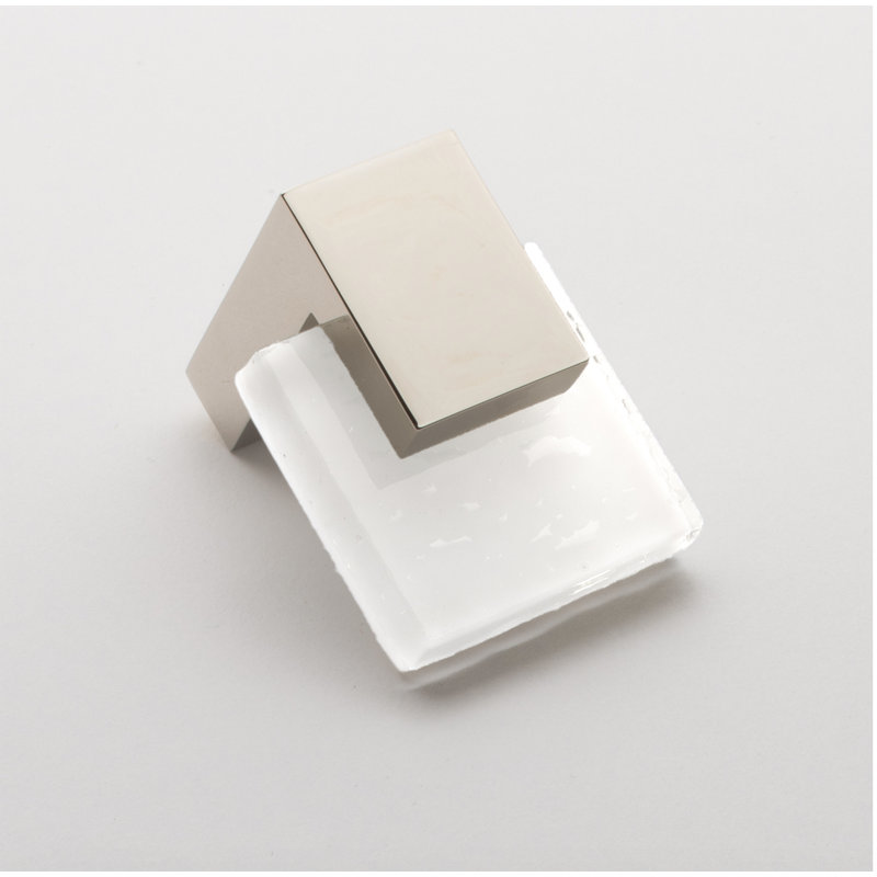Poignée barre de quincaillerie décorative en verre blanc 1,625 po Affinity, Nickel poli, Blanc
