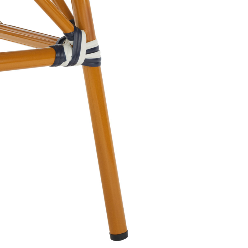 Gordin Round Metal Outdoor Bistro Table , 23.75'' in. W 23.75'' in. D, White Navy/Brown