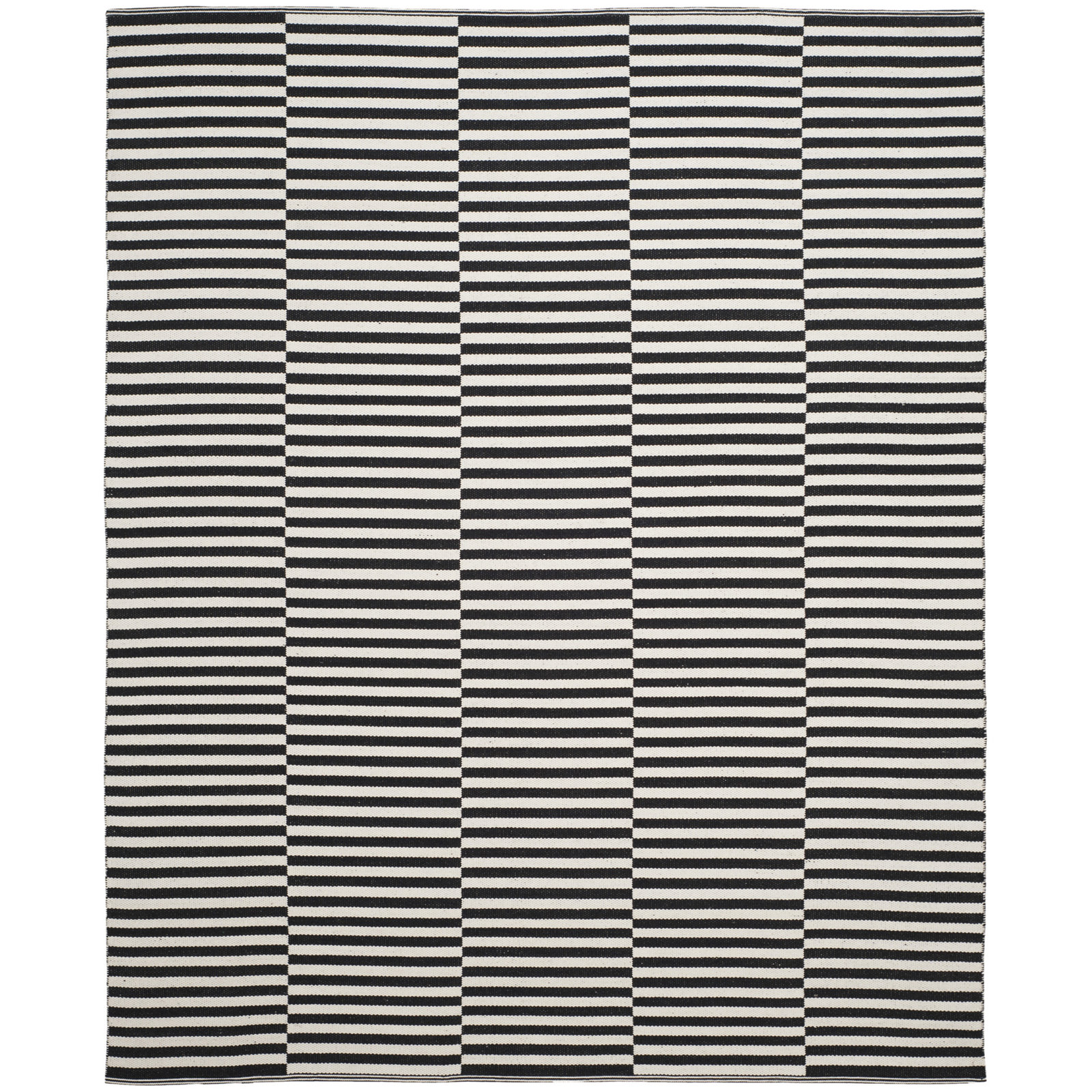 Ilona Ivory Black Striped Cotton Rug, Rectangle 2'6" x 4'