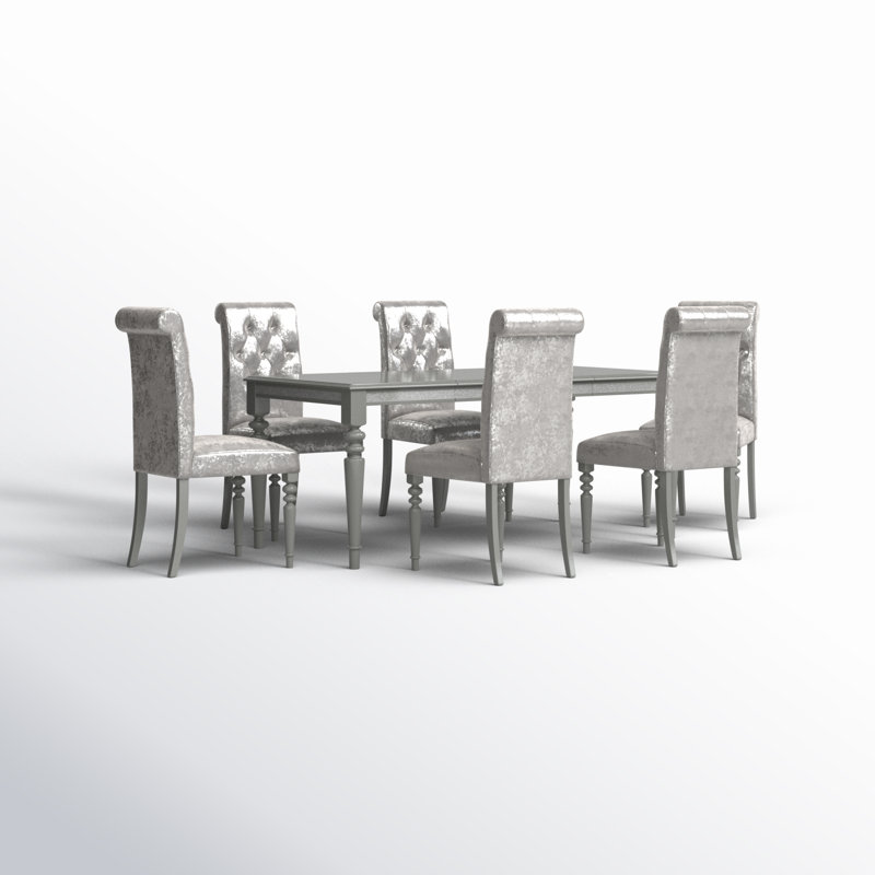 Maeda 6 - Person Four Leg Dining Set, Silver