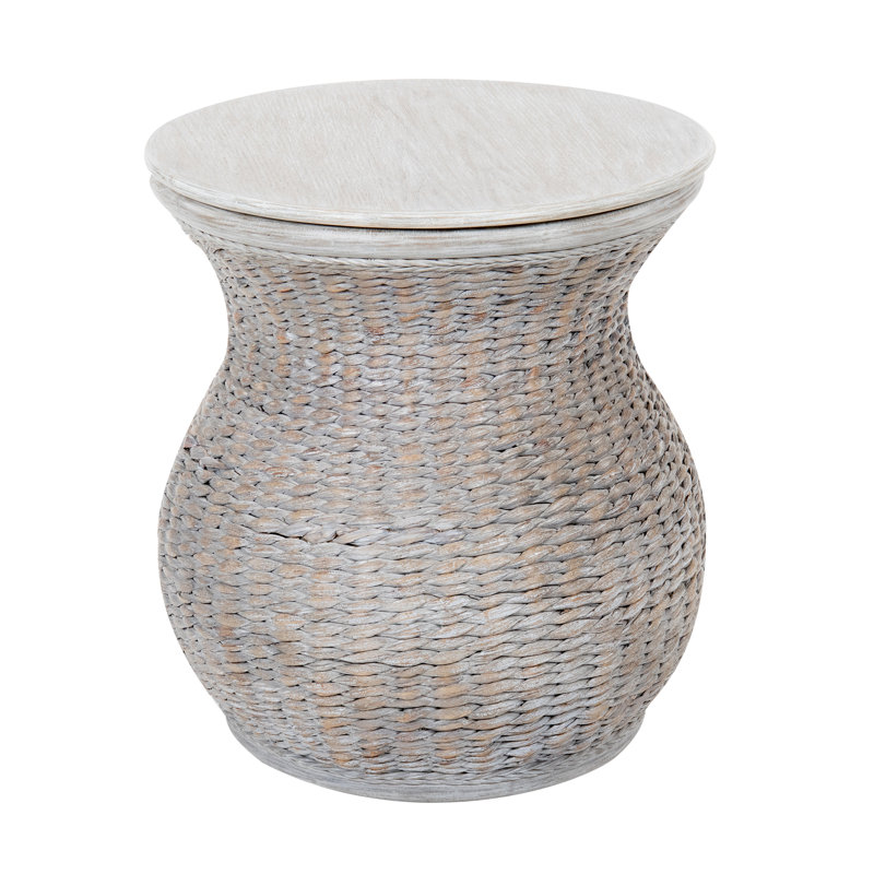 Abdouallah Solid Wood Top End Table, Rustic Driftwood