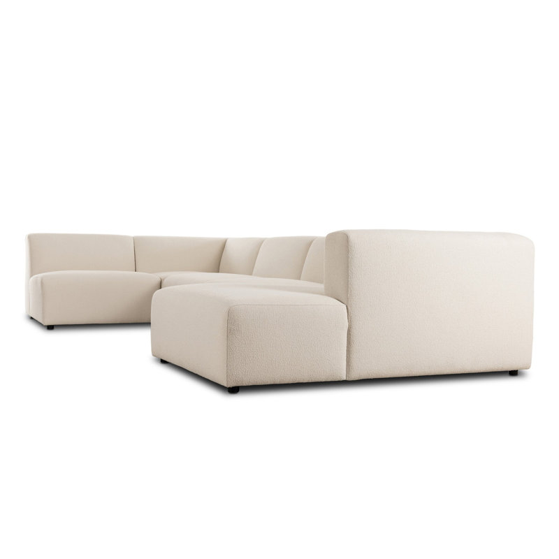Lawndale 5PC Sectional W/ RAFC-Napa Sandstone, Left Hand Facing, Fayette Cloud Polyester Blend