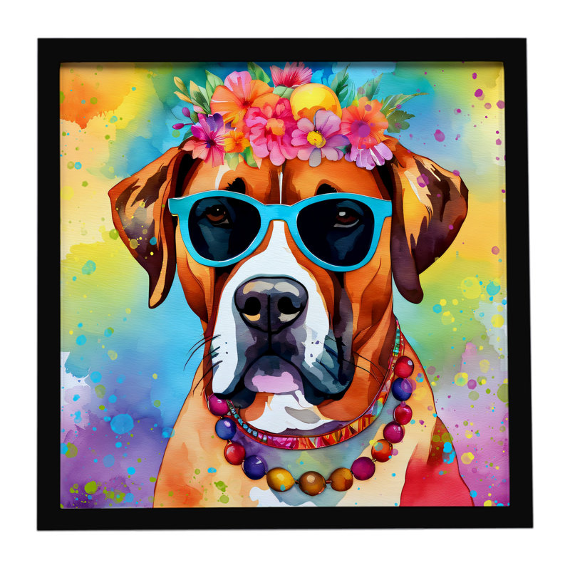 Boxer Hippie Dawg Framed Metal Print