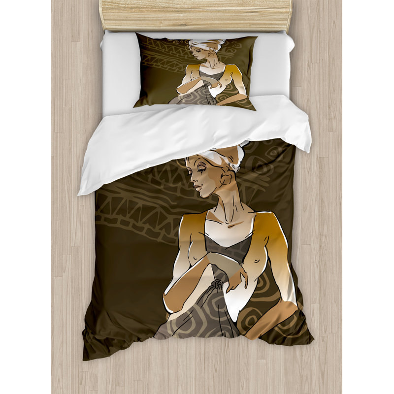 African Modern & Contemporary Polyester Duvet Cover, Twin