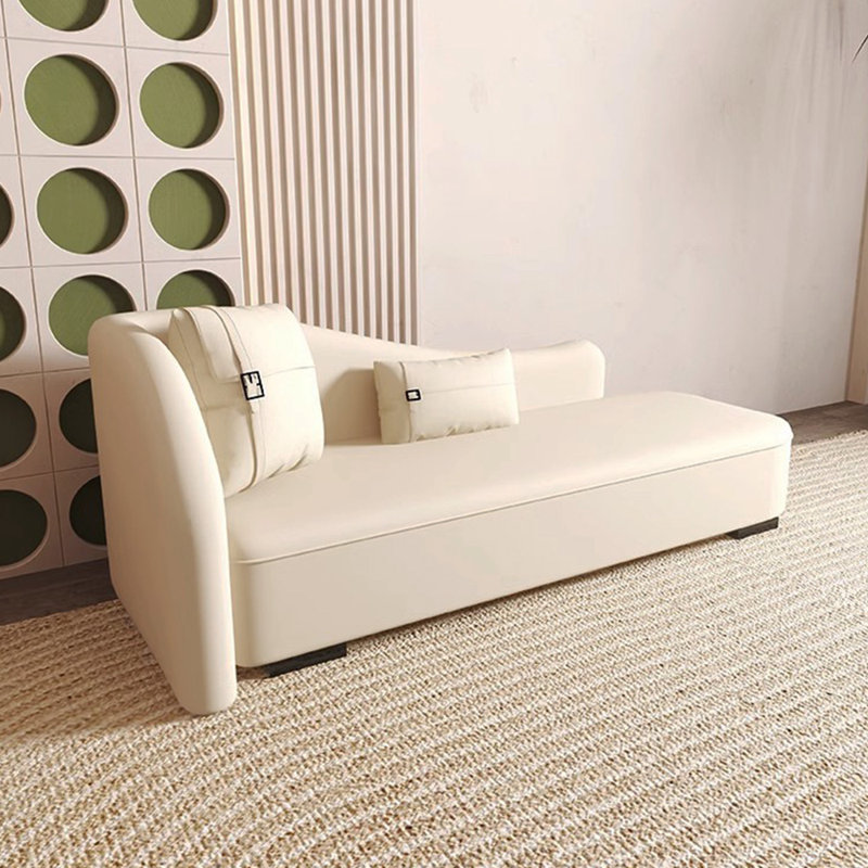 Chaise longue en similicuir Sterline, Accoudoir à gauche (vu de face), Beige