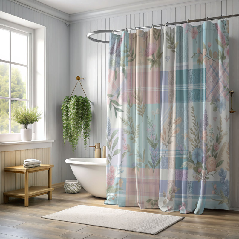 Dreamy Plaid - 1 Piece Standard Shower Curtain, H 74 po x l 71 po, Blue