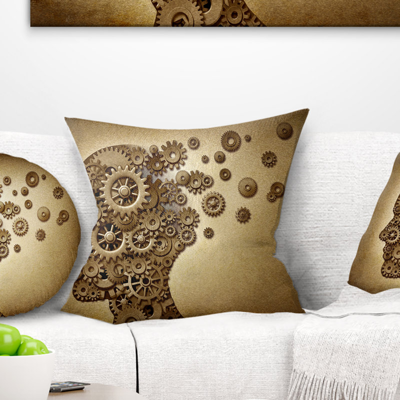 Cerveau mécanique - Coussin décoratif imprimé abstrait, 18 po x 18 po, Carré