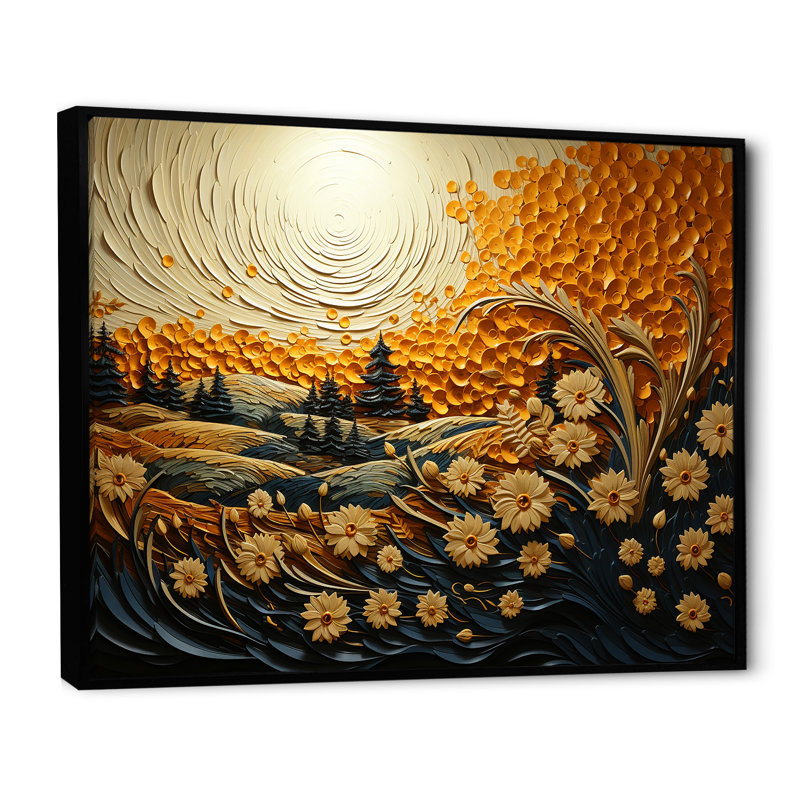 Karmas Wheat Whirl Meadow III, H 34 po x l 44 po x P 1,5 po, Cadre flottant noir