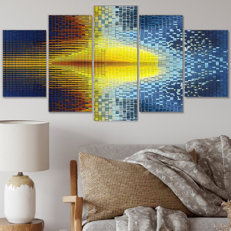 Abstrait Schumann Resonances Waveform Spectrum III - Reproduction d'art abstrait formes abstraites - 5 panneaux