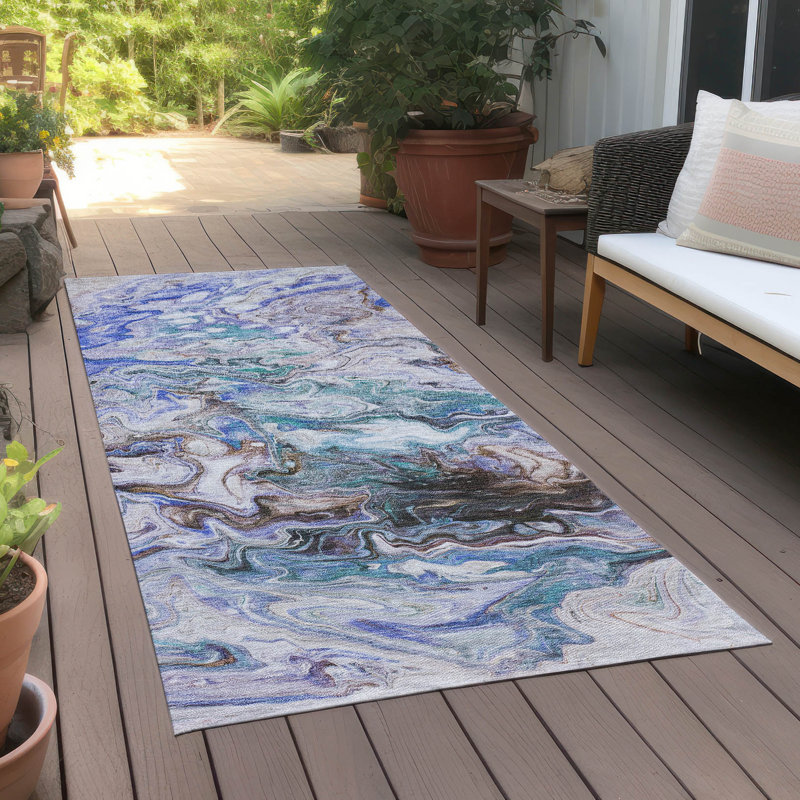 Tapis rectangulaire intérieur / extérieur 8 pi x 10 pi avec envers antidérapant Melania