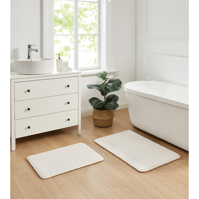 Ensemble de tapis de bain de couleur unie, Blanc