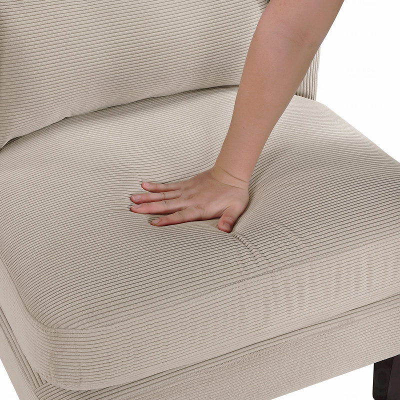 Chaise d'appoint - Coussin en velours côtelé rembourré de style moderne, Taupe