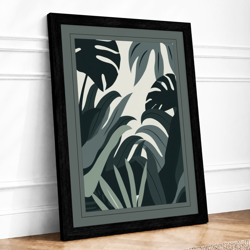 Monstera Leaves Botanical - Print, Black, A4 - 29.7 x 21.0 cm