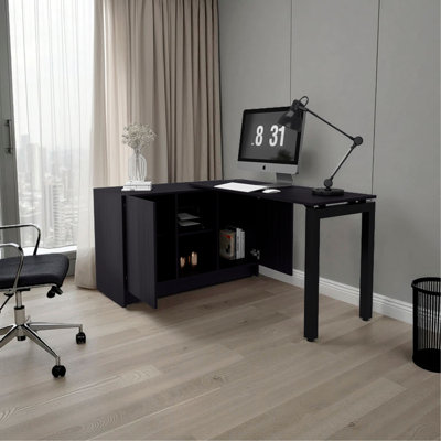 Rotable Desk 72-Inch Wide Or Compact, Adjustable Workstation In Two Directions With Storage Compartments