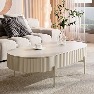 French-style oval sintered stone coffee table