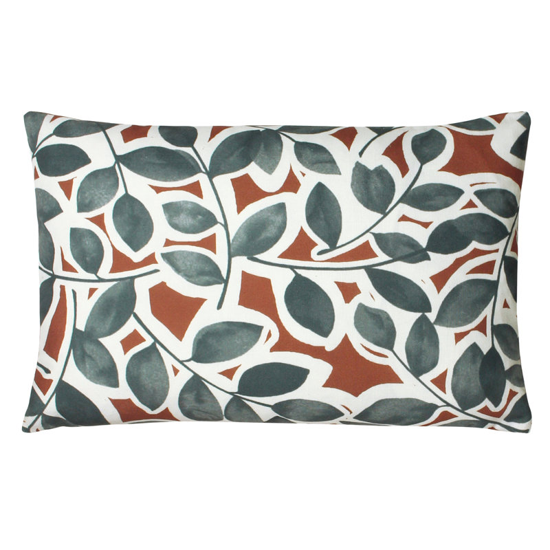 Floral Rectangular Lumbar Pillow Cover, Polyester, Brick