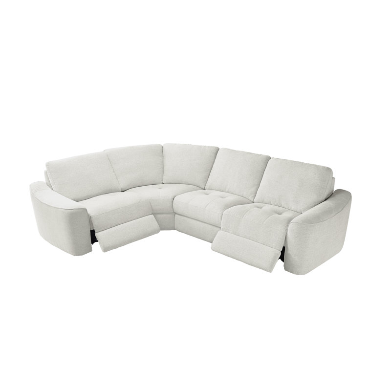 Devine Power Reclining 4-piece Sectional Sofa With Storage & Wireless Charging & Usb Port, White