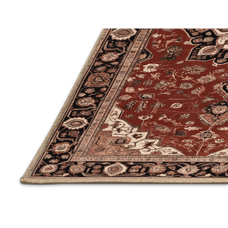Tapis brun lavable à la machine, Rond 6 pi
