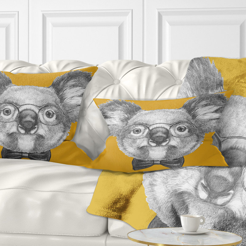 Koala pour animaux avec verres et coussin lombaire à cravate à papillon