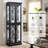 Lighted Curio Cabinet 71" Vintage Glass Display Case with Adjustable Shelves, 4 Tempered Glass Doors, Bulb Included, Wooden Square Wine Bar China Cabinet for Living Room Liquor Storage-105678890